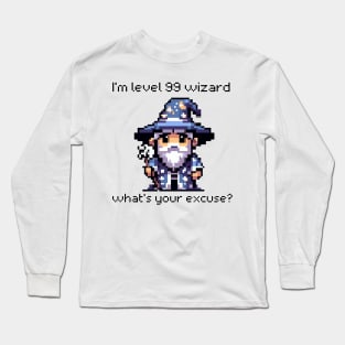 Level 99 Wizard Pixel Art Long Sleeve T-Shirt